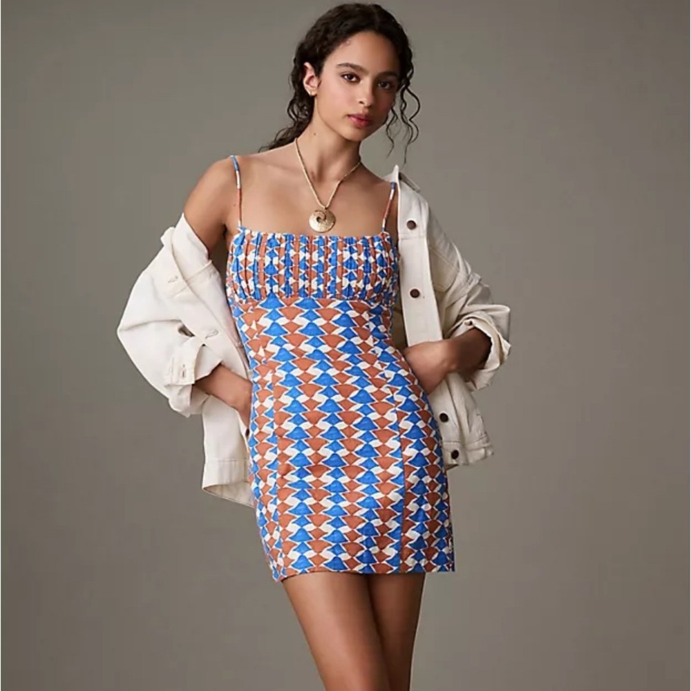 NWT Anthropologie Ophelia Sleeveless Linen Slim Mini Dress by Maeve Size 14 Blue